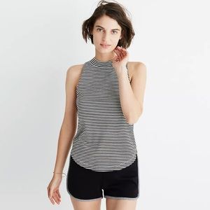 Madewell Mockneck Shirttail Tank Top in Stripe